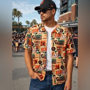 San Francisco Giants Hawaiian Shirt Mens M Beat LA MLB Baseball Button Up READ